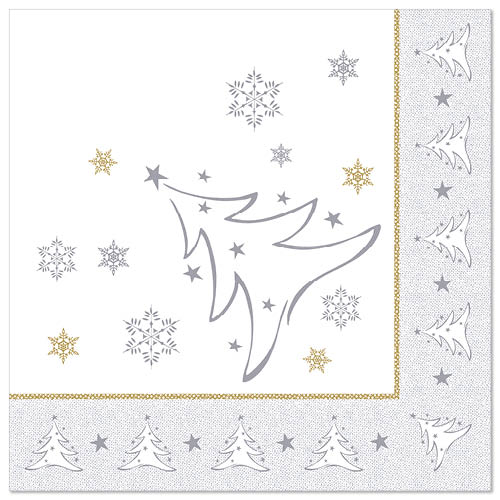 Servietten "ROYAL Collection" 1/4-Falz 40 cm x 40 cm silber "X-Mas Elegance"