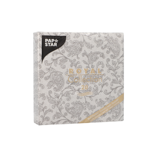 Servietten "ROYAL Collection" 1/4-Falz 25 cm x 25 cm grau "Ornaments"