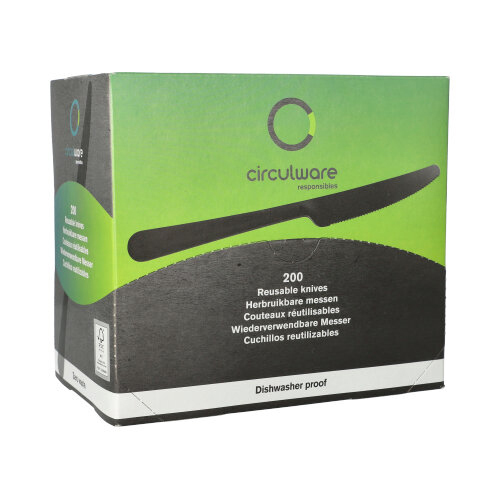 "Circulware" Mehrweg-Messer PP-MF 19,7 cm schwarz "Gaia" extra stabil, in Spenderbox