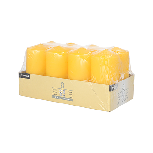 Stumpenkerzen Ø 50 mm · 100 mm goldgelb