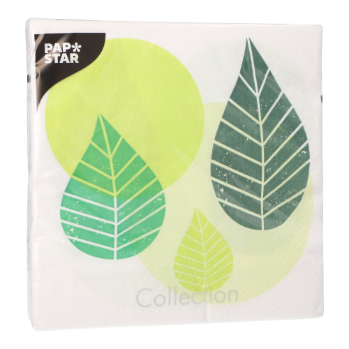 Servietten, 3-lagig 1/4-Falz 40 cm x 40 cm grün "Graphic Leaves"
