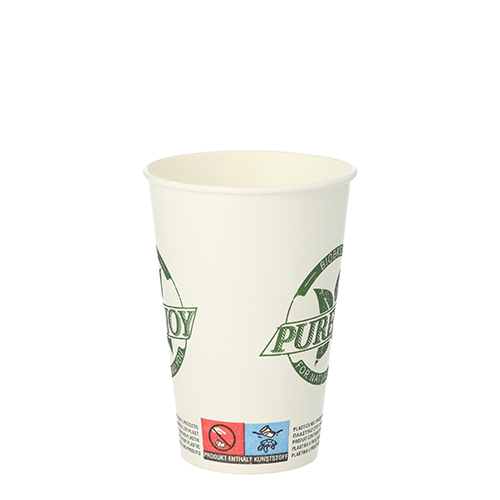 Trinkbecher, Pappe 0,2 l Ø 7,3 cm · 9,9 cm weiss "Pure Joy"