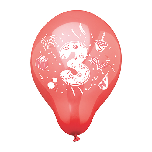 Zahlenluftballons Ø 25 cm farbig sortiert "3"
