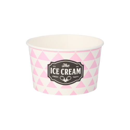 Eisbecher, Pappe 250 ml Ø 10 cm · 6 cm rosa "Triangle"