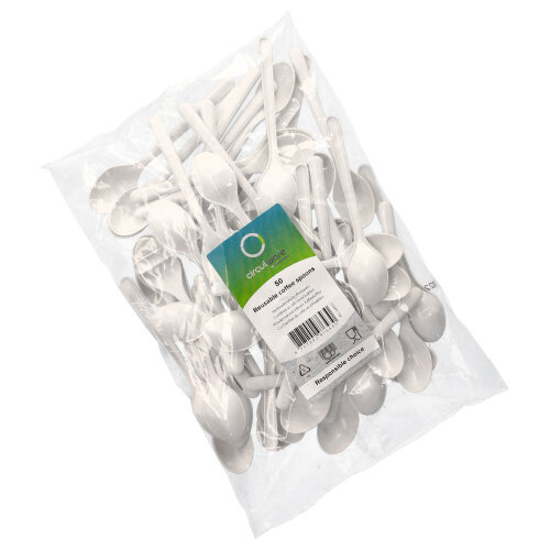 "Circulware" Mehrweg-Kaffeelöffel PP-MF 13 cm weiss extra stabil