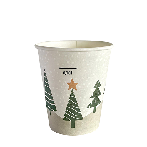 Trinkbecher, Pappe "To Go" 0,2 l Ø 8 cm · 9,9 cm "Winter Forest"