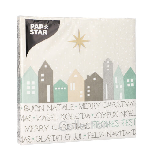 Servietten, 3-lagig 1/4-Falz 33 cm x 33 cm "Christmas Village"