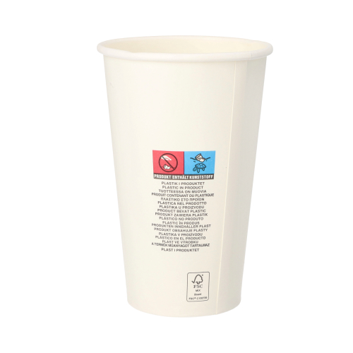 Trinkbecher, Pappe "To Go" 0,4 l Ø 9 cm · 13,9 cm weiss