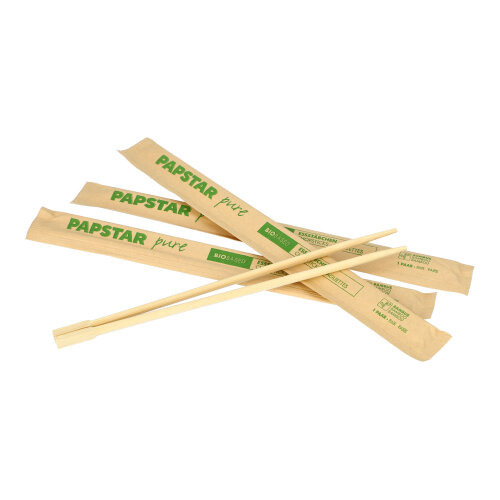 Paar Essstäbchen Bambus "ASIA" 23 cm einzeln gehüllt