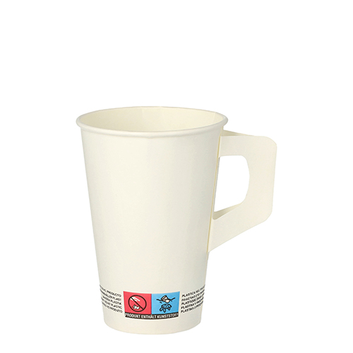 Trinkbecher mit Henkel, Pappe "To Go" 0,2 l Ø 7 cm · 9,7 cm weiss