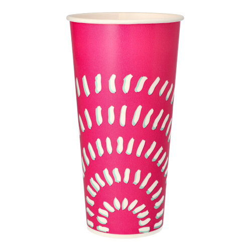 Trinkbecher für Kaltgetränke, Pappe 0,5 l Ø 8,97 cm · 16,83 cm pink "Rays"