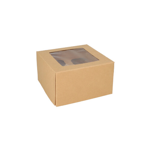Cupcake-Kartons eckig 10 cm x 17,5 cm x 17,5 cm mit Sichtfenster aus PLA Cupcake-Kartons eckig 10 cm x 17,5 cm x 17,5 cm mit Sichtfenster aus PLA