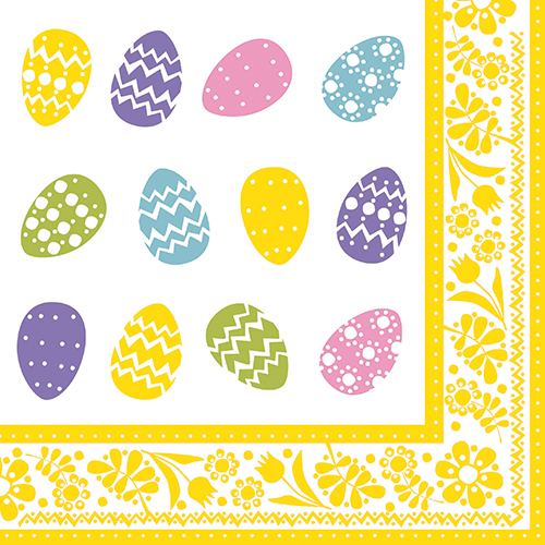 Servietten, 3-lagig 1/4-Falz 40 cm x 40 cm "Coloured Eggs"
