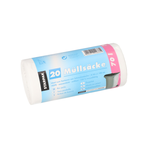 Müllsäcke, HDPE 70 l 100 cm x 58 cm weiss