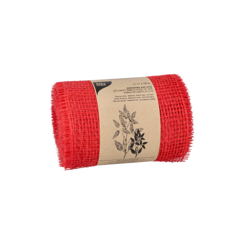 Dekoband Jute 10 m x 15 cm rot