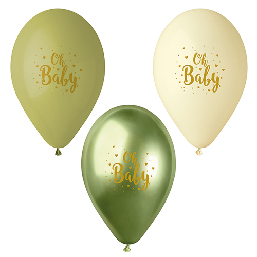 Luftballons Ø 29 cm grün "Oh Baby"