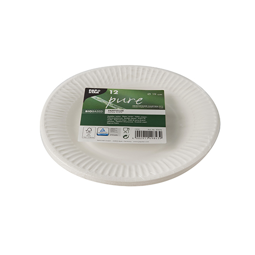 Teller, Pappe "pure" rund Ø 19 cm weiss