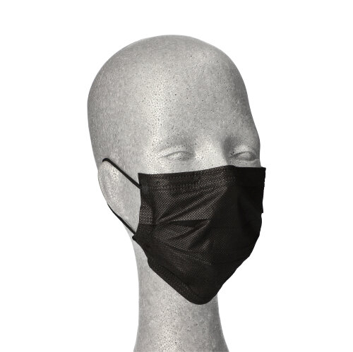 "Medi-Inn" Mundschutz Type II 3-lagig 9 cm x 17,5 cm schwarz mit Nasenbügel