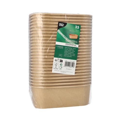 Verpackungsbecher, Pappe rechteckig 750 ml 5,8 cm x 17,1 cm x 12 cm braun