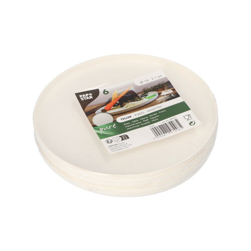Teller Zuckerrohr "pure" rund Ø 16 cm · 1 cm weiss "Cella"