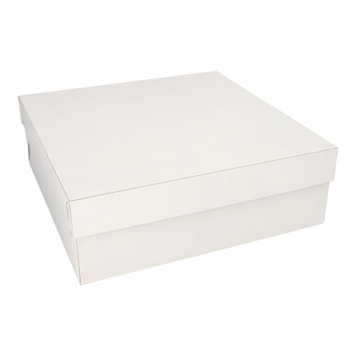 Tortenkartons, mit Deckel, Pappe eckig 30 cm x 30 cm x 10 cm weiss