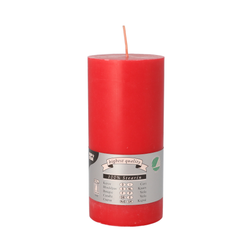 Stumpenkerze Ø 70 mm · 150 mm rot aus 100% Stearin, durchgefärbt