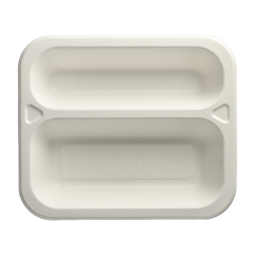Siegelschalen Zuckerrohr 2-geteilt 975 ml 4,2 cm x 21,2 cm x 25 cm weiss