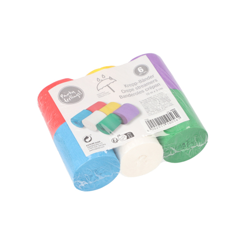Rollen Krepp-Bänder 10 m x 5 cm farbig sortiert wasserfest