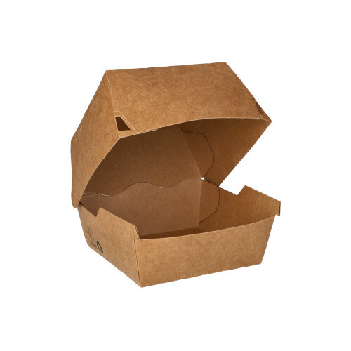 Burgerboxen, Pappe 7,8 cm x 9 cm x 9 cm braun "100% Fair"