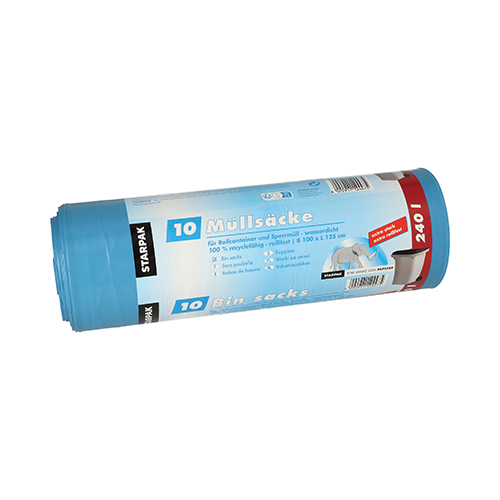 Müllsäcke, LDPE 240 l 125 cm x 100 cm blau extra stark und extra reißfest, 60 my