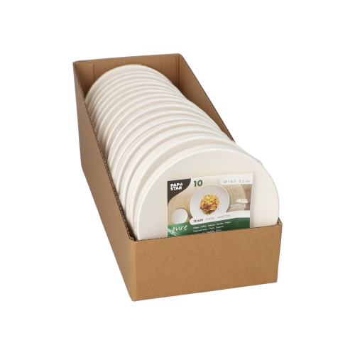 Teller Zuckerrohr "pure" rund Ø 14,5 cm · 2 cm weiss "Cella"