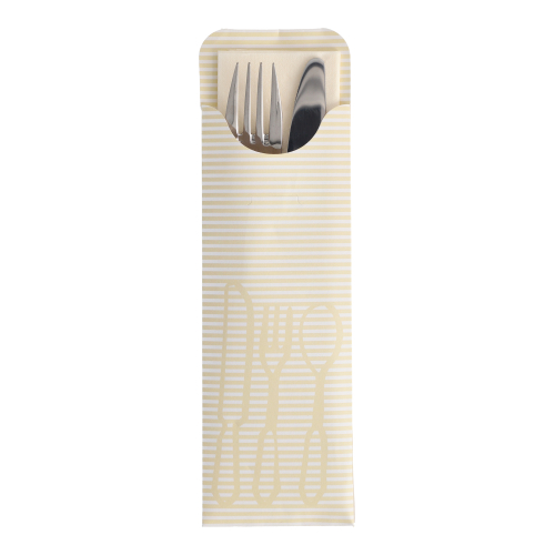 Bestecktaschen 23,5 cm x 7,3 cm creme inkl. farbiger Serviette