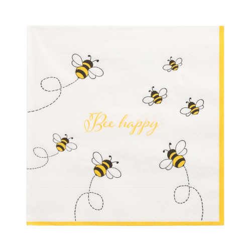 Servietten, 3-lagig 1/4-Falz 33 cm x 33 cm "Bee Happy"