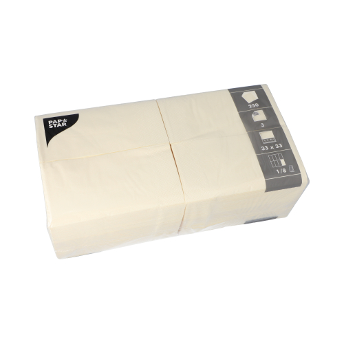 Servietten, 3-lagig 1/8-Falz 33 cm x 33 cm creme