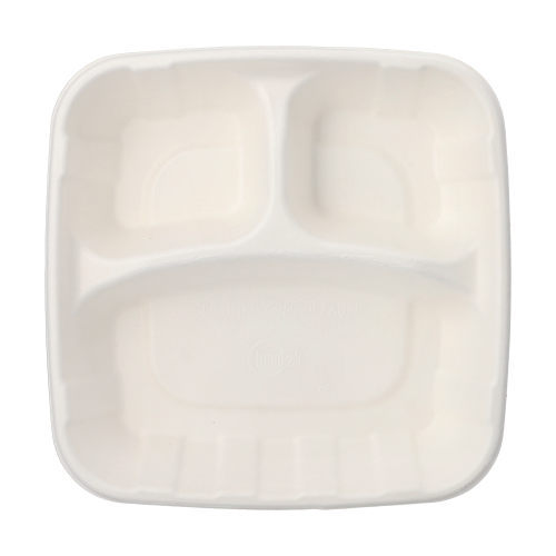 Teller Zuckerrohr "pure" 3-geteilt 5 cm x 22,8 cm x 22,8 cm
