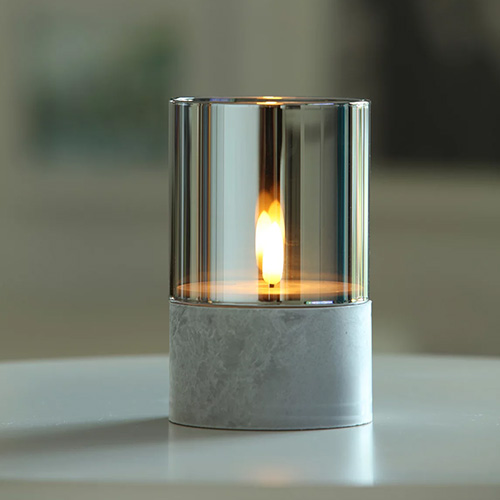 LED-Kerze Ø 8 cm · 10 cm grau "Gracia" klein