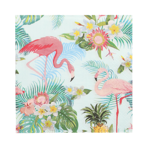 Servietten, 3-lagig 1/4-Falz 33 cm x 33 cm "Exotic Flamingos"