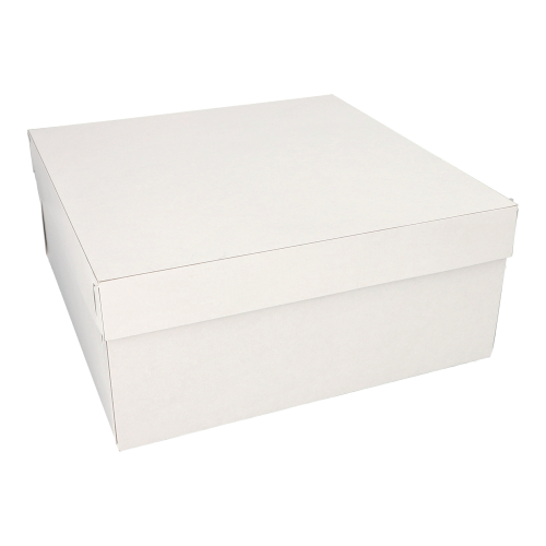 Tortenkartons, mit Deckel, Pappe eckig 30 cm x 30 cm x 13 cm weiss