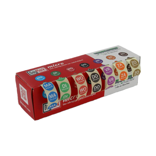 "Day Mark" Etiketten farbig "Rinse Mark" 7-Tage MICRO im Kartonspender, abwaschbar, NL Version