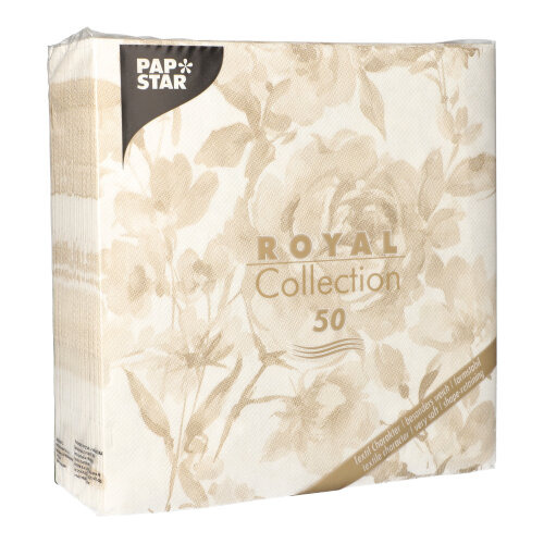Servietten "ROYAL Collection" 1/4-Falz 40 cm x 40 cm sand "Rose"