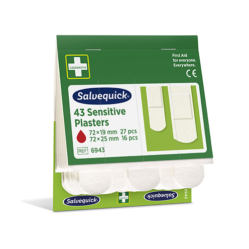 Set "Cederroth" Salvequick Sensitive Pflaster (43 Stück) weiss , Refill