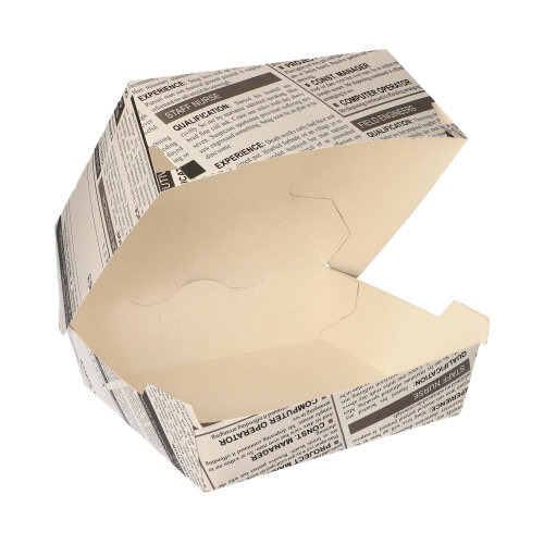 Burgerboxen, Pappe 7,8 cm x 11 cm x 11,5 cm "Newsprint" groß