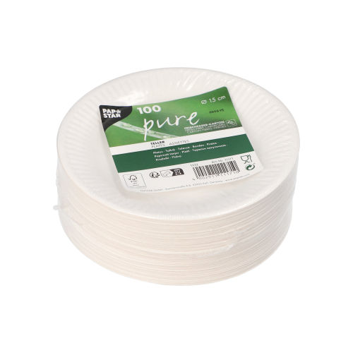 Teller, Pappe "pure" rund Ø 15 cm weiss