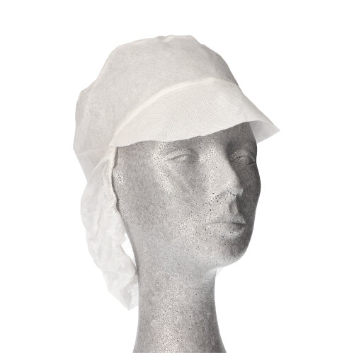 "WORK-INN/PS" Kappen mit Schirm und Haarnetz, Vlies Ø 30 cm weiss