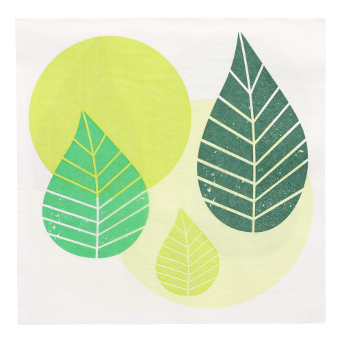 Servietten, 3-lagig 1/4-Falz 40 cm x 40 cm grün "Graphic Leaves"