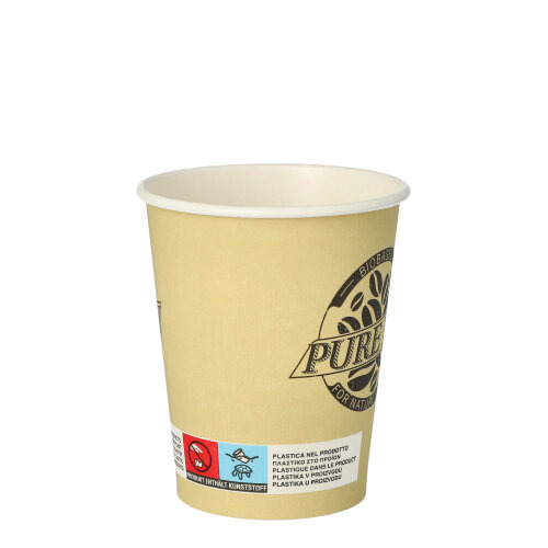Trinkbecher, Pappe 0,2 l Ø 8 cm · 9,2 cm creme "Pure Joy"