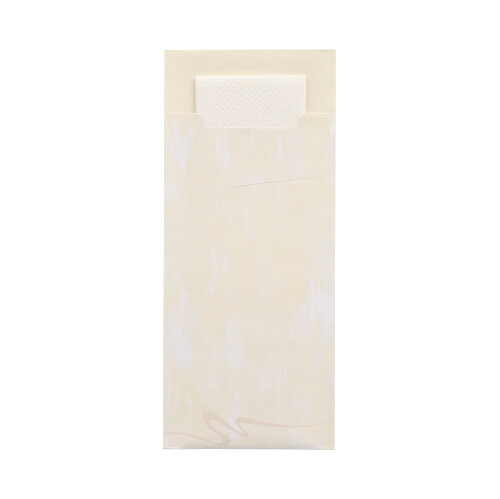 Bestecktaschen 20 cm x 8,5 cm creme inkl. weißer Serviette