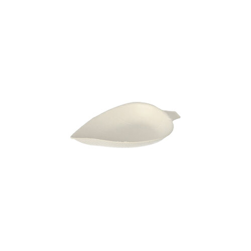Fingerfood - Teller, Zuckerrohr "pure" 1,2 cm x 6 cm x 8 cm weiss "Leaf"