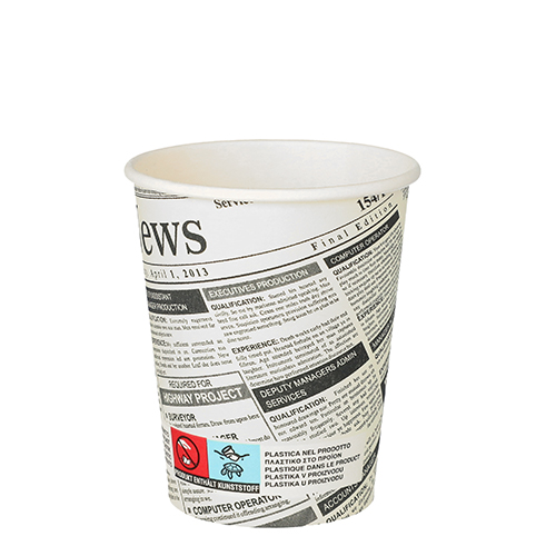 Trinkbecher, Pappe "To Go" 0,2 l Ø 8 cm · 9,2 cm "Newsprint"