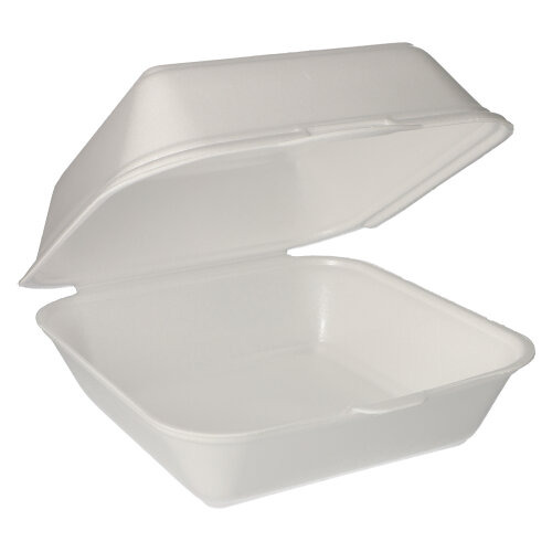 Hamburger-Boxen mit Klappdeckel, XPS 11 cm x 20 cm x 20 cm weiss laminiert XXL